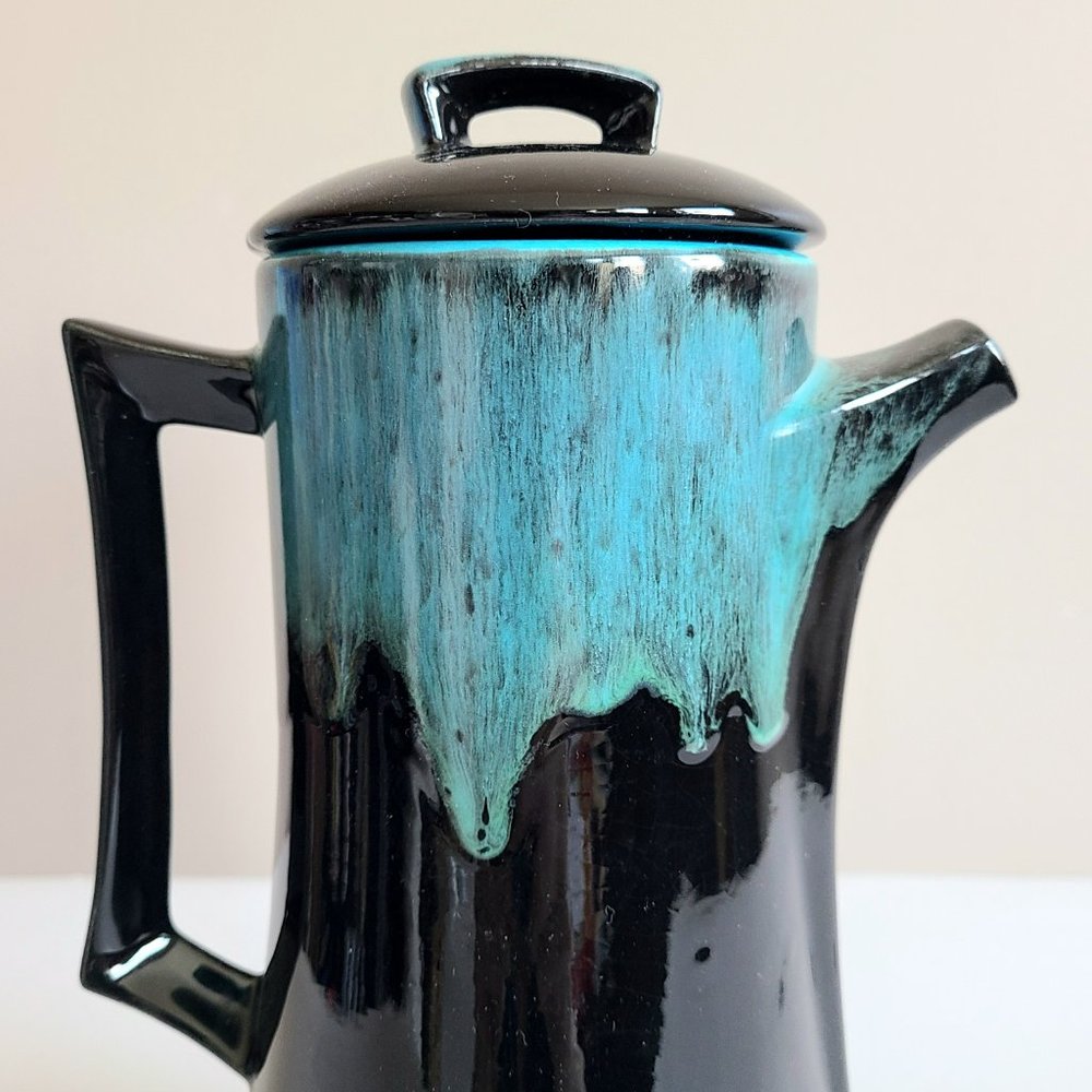 Vintage black and green ''drip'' pattern coffee/tea pot. - Picture 3 of 8